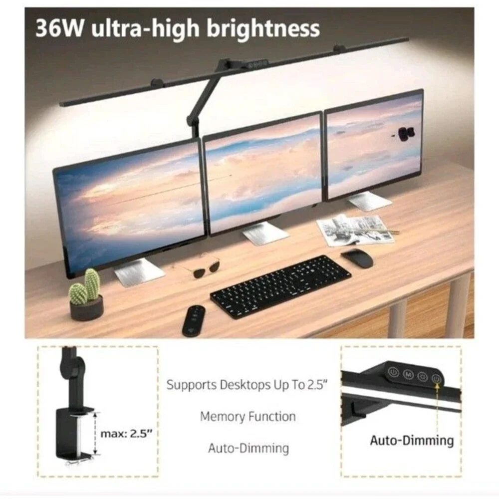 Sleek Black LED‎ Desk Lamp with Remote